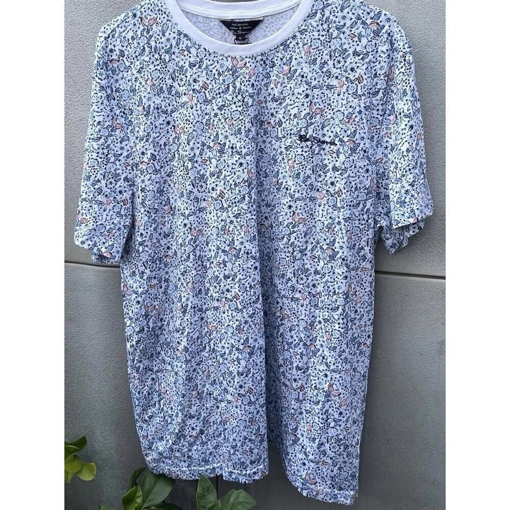 The Original Ben Sherman Blue Floral Short Sleeve T- Shirt Men’s Sz XL NWT